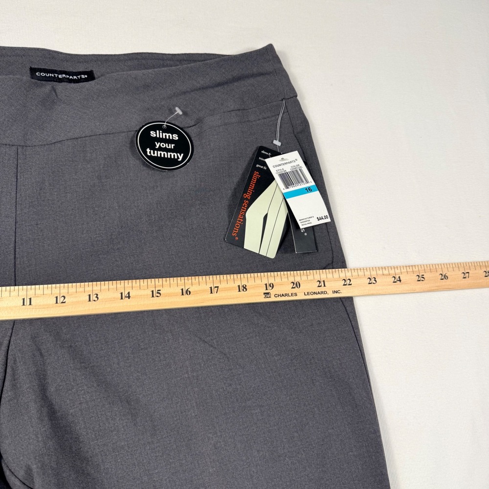 Counterparts Slimming Sensations Pants 16 Charcoal Gray Tummy Control Stretch - Picture 6 of 10
